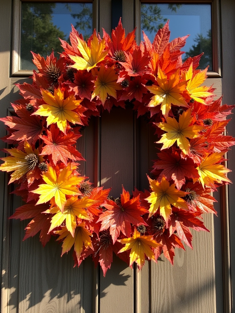 vibrant fall leaf wreath