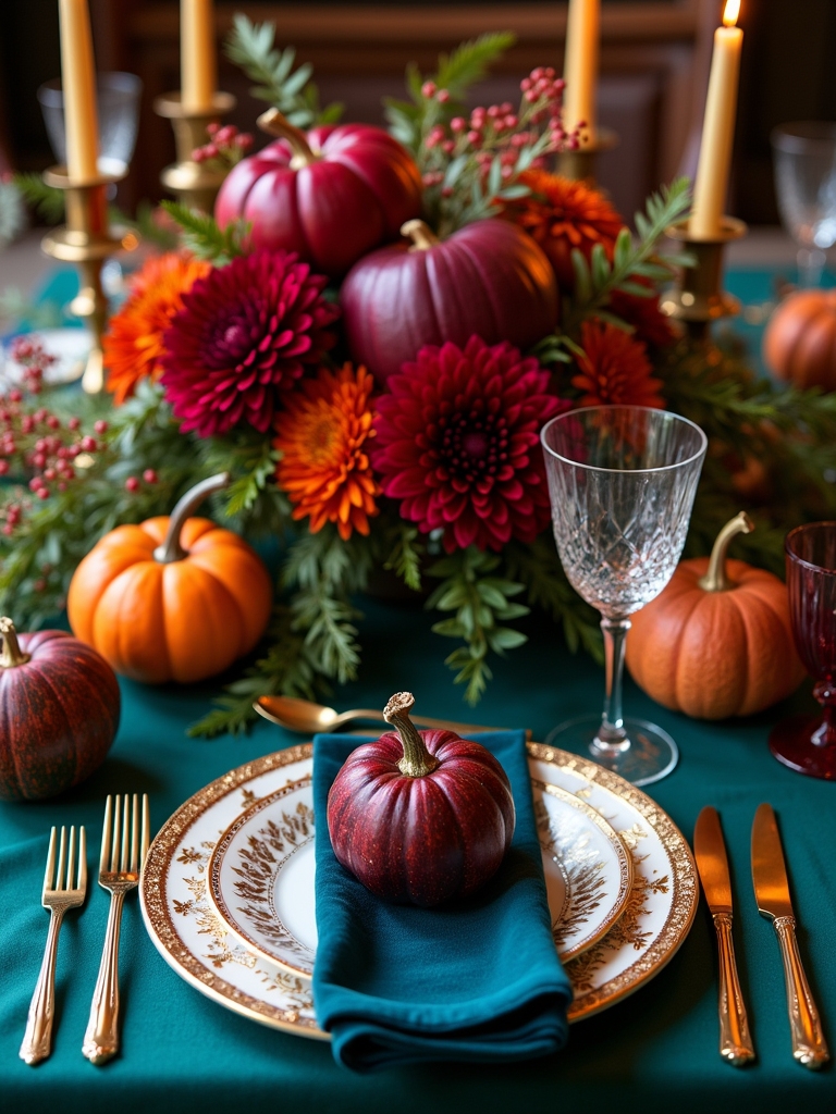 vibrant jewel tone tableware