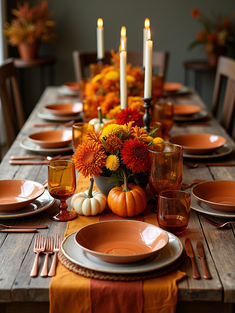 warm autumnal tablescape design