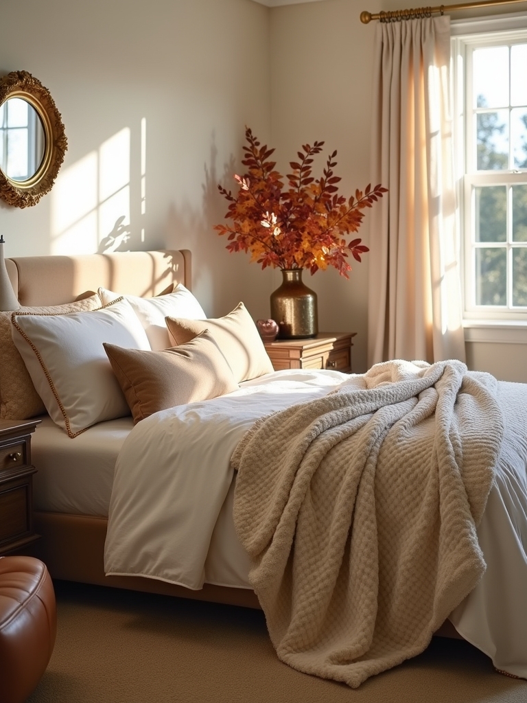 warm metallic bedroom accents