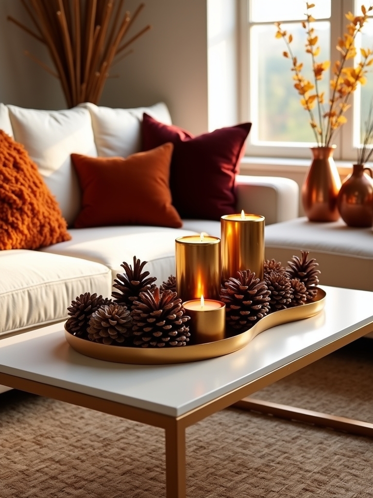 warm metallic decor accents