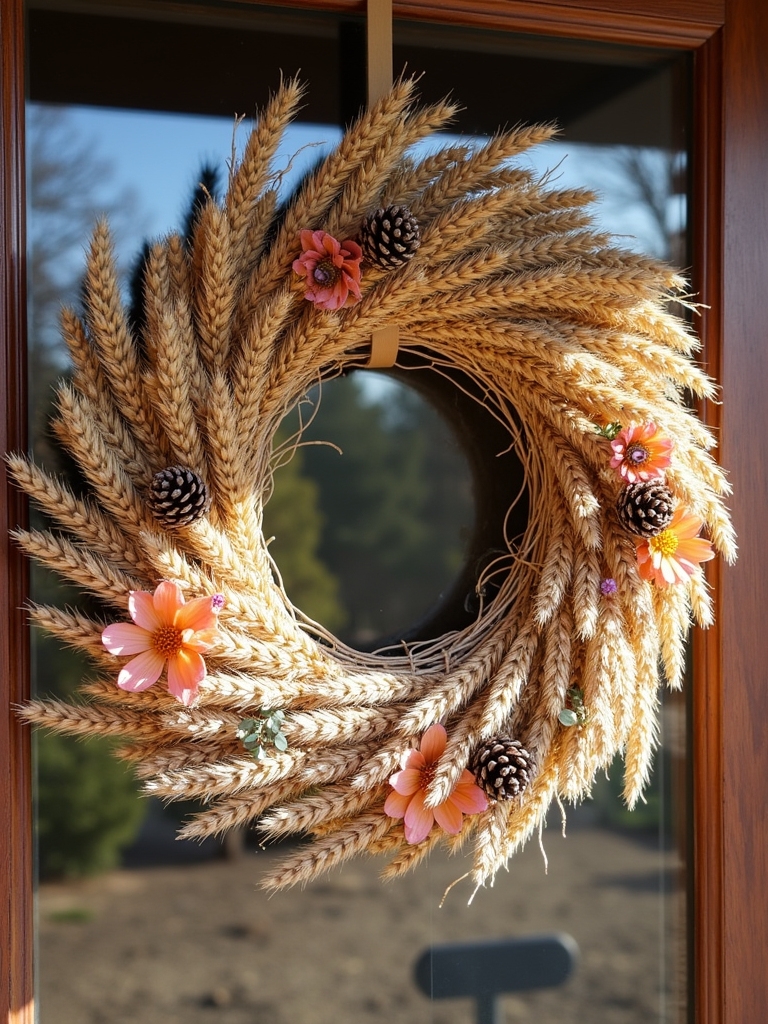 wheat and dried flower wreath