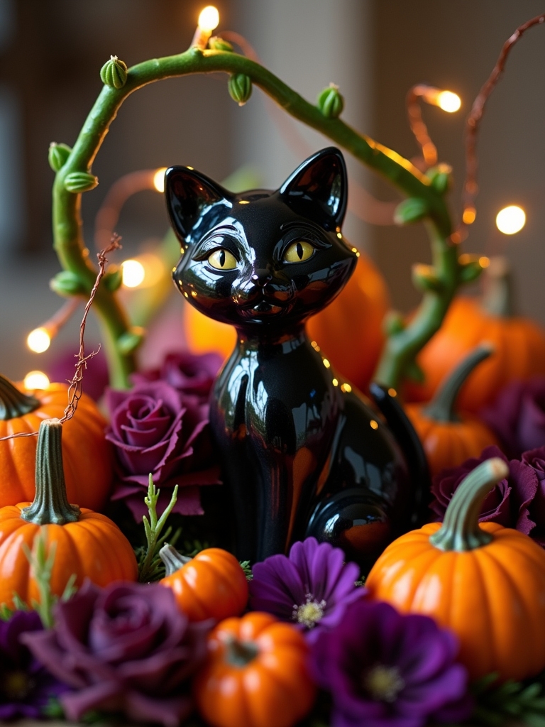whimsical black cat centerpiece