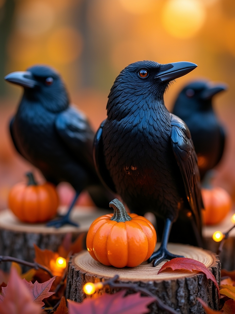 whimsical crow halloween decor