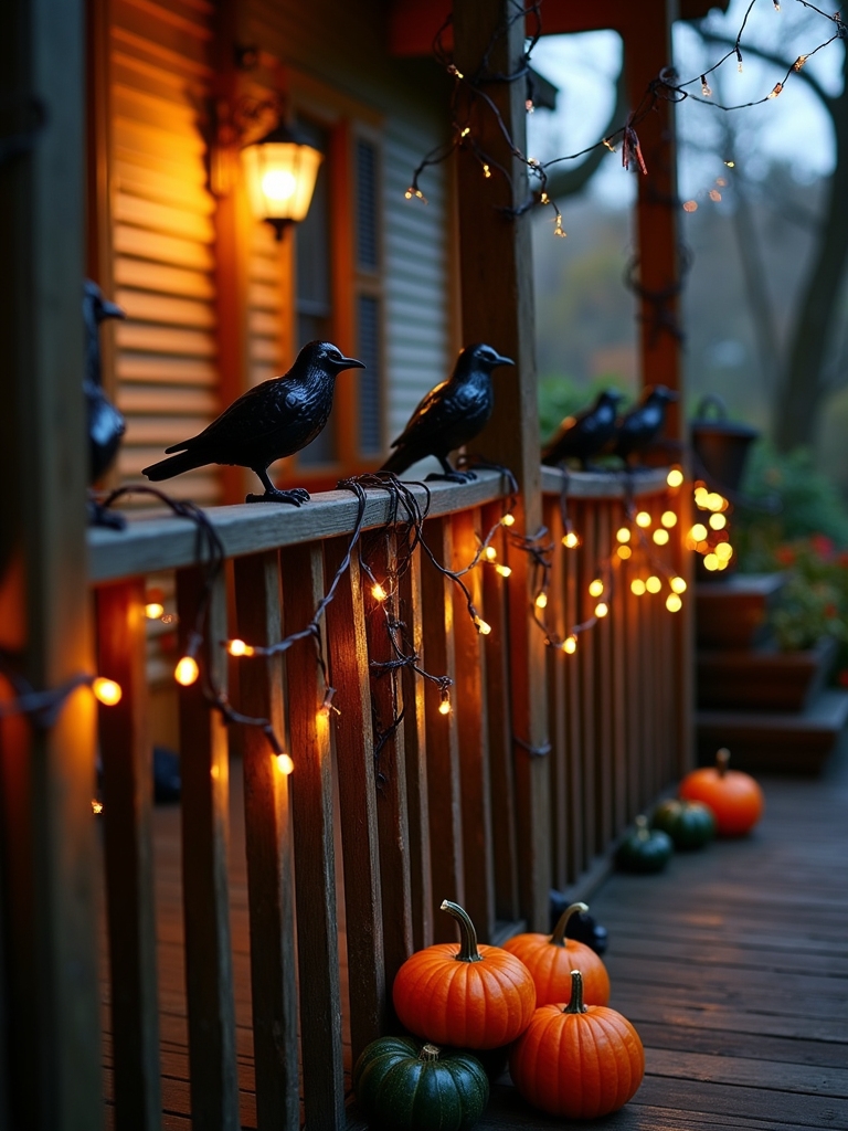 whimsical crow string lights