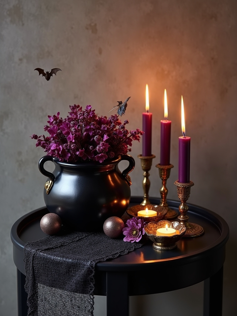 whimsical halloween cauldron decor