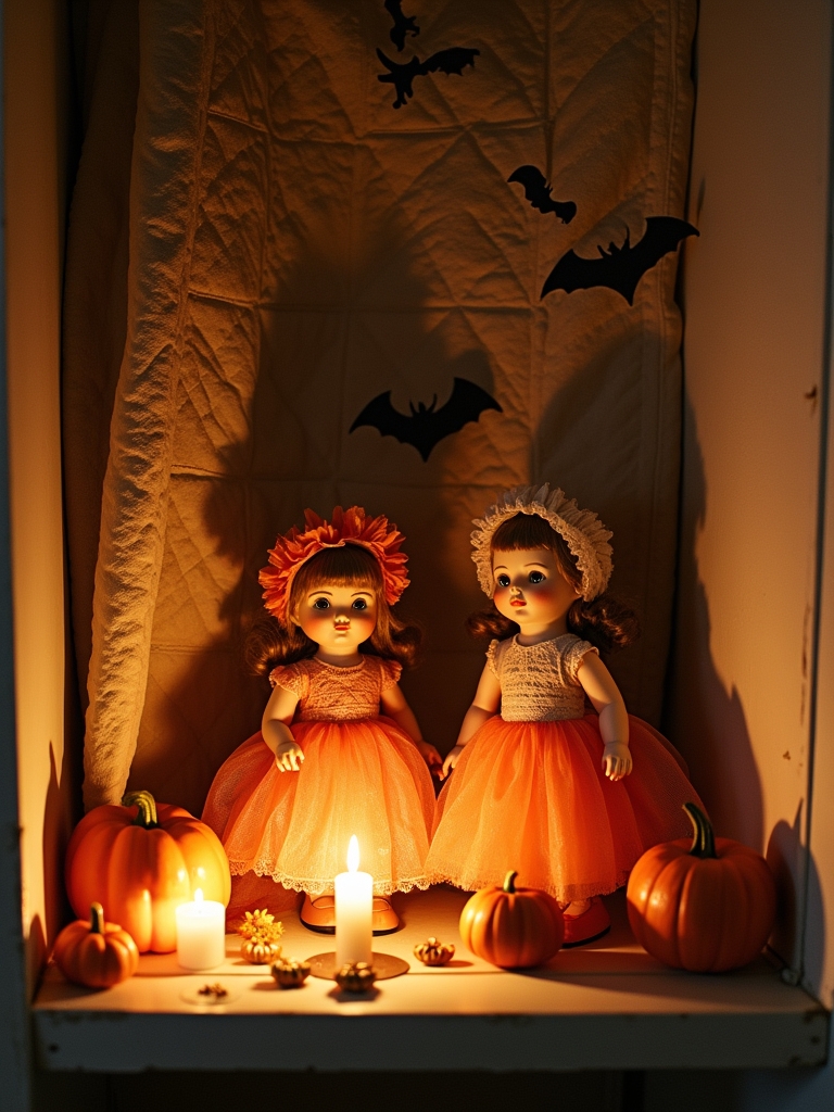 whimsical halloween doll displays