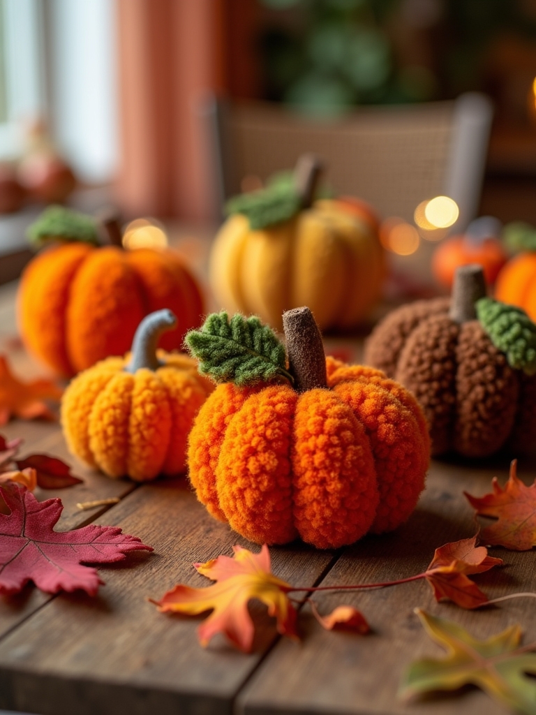 whimsical pom pom pumpkin decor