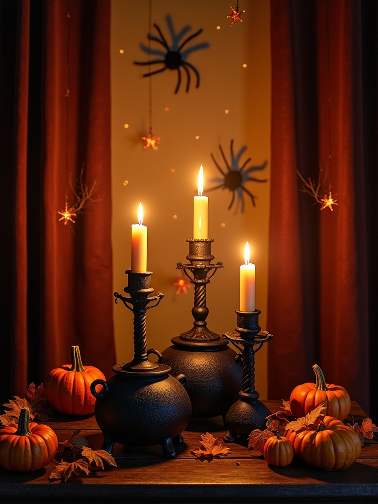 witchy cauldron candle decor