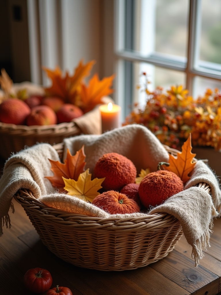 woven baskets enhance decor