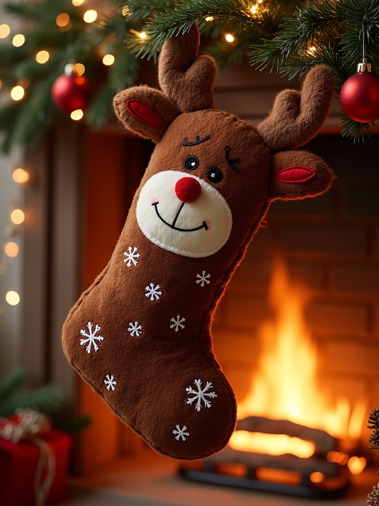adorable festive reindeer stocking
