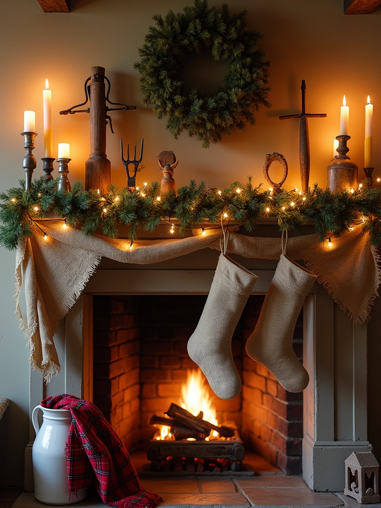 antique tools for christmas decor