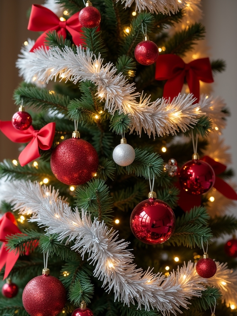 bold red and white baubles