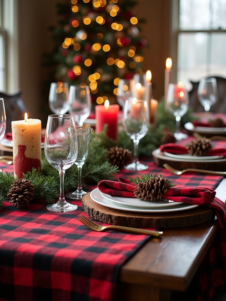 buffalo check holiday table settings