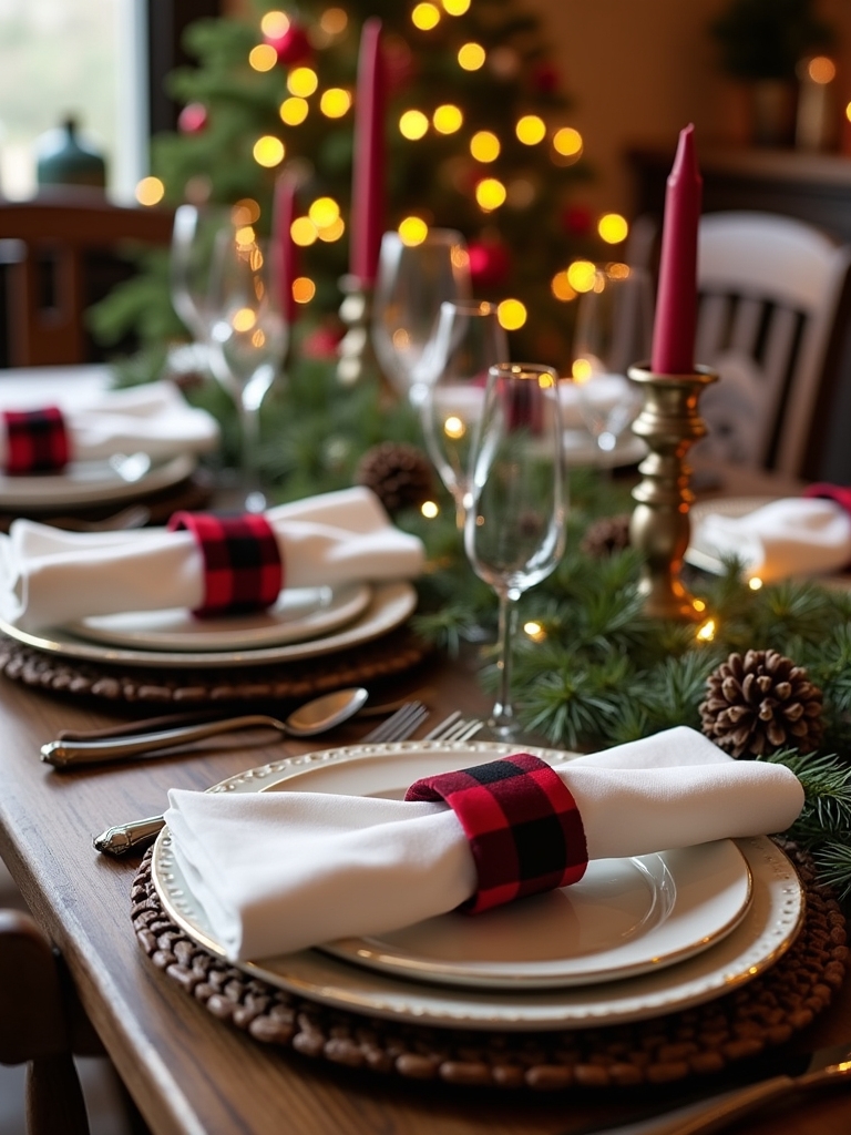 buffalo check napkin rings