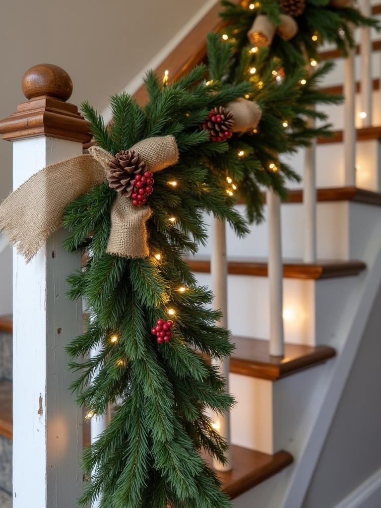 burlap garland for staircase