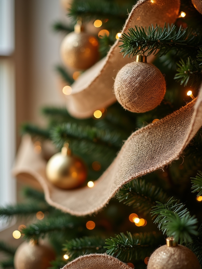 burlap ribbon ball ornaments