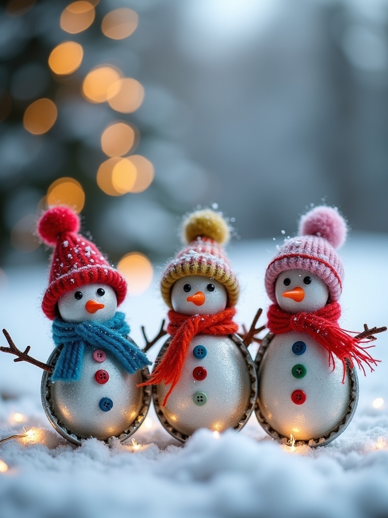 charming bottle cap snowmen