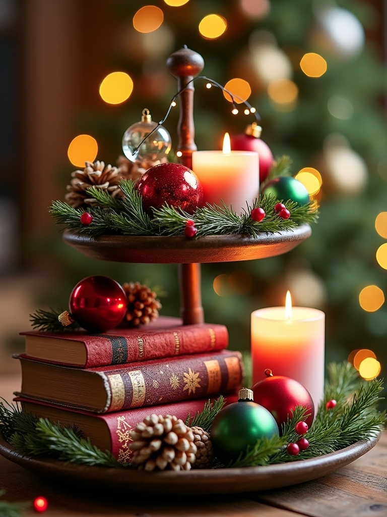 charming christmas book stack