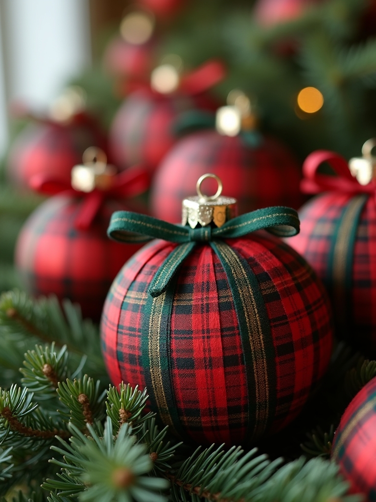 charming plaid bow ornaments