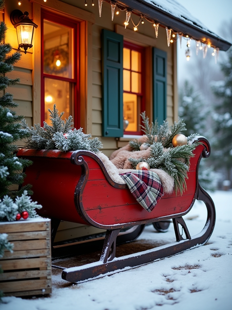 charming vintage sleigh display