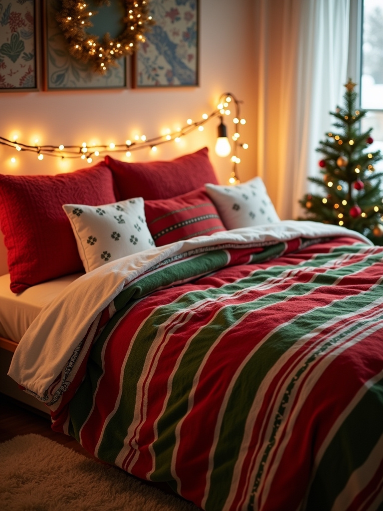 cheerful festive striped comforter