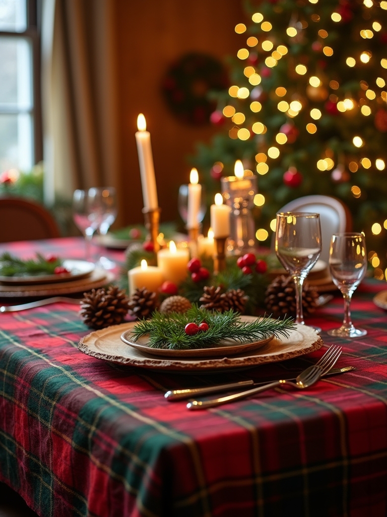 cheerful plaid tablecloth elegance