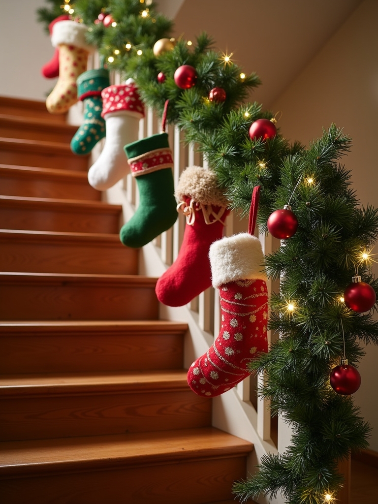 cheerful stocking garland ideas