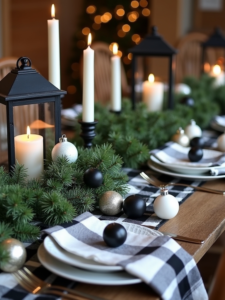 chic plaid holiday centerpieces