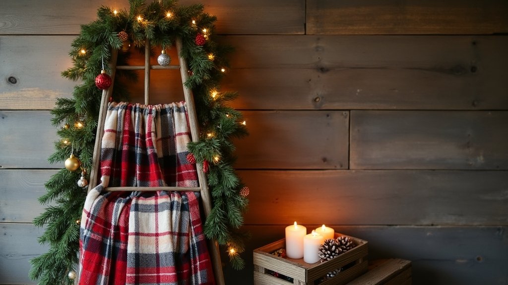 christmas farmhouse ladder decor