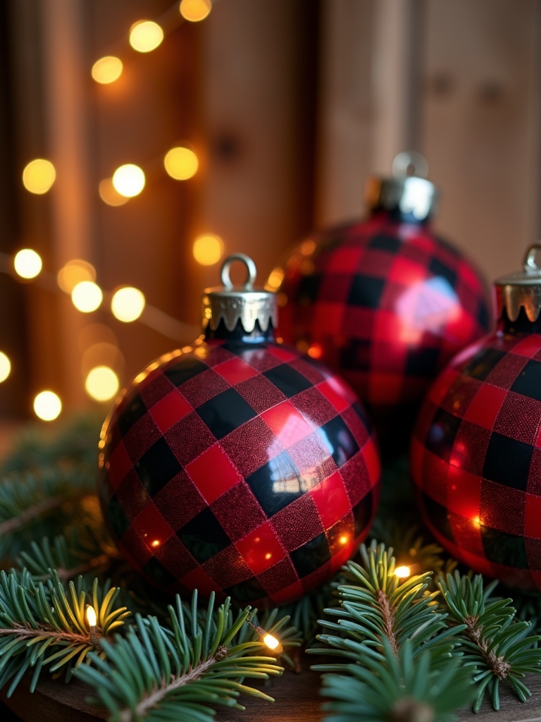 classic plaid holiday ornaments
