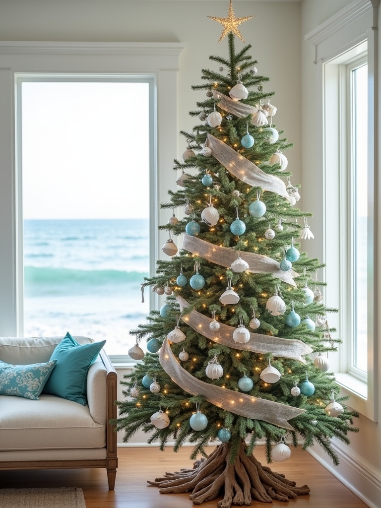 coastal beach themed christmas tree