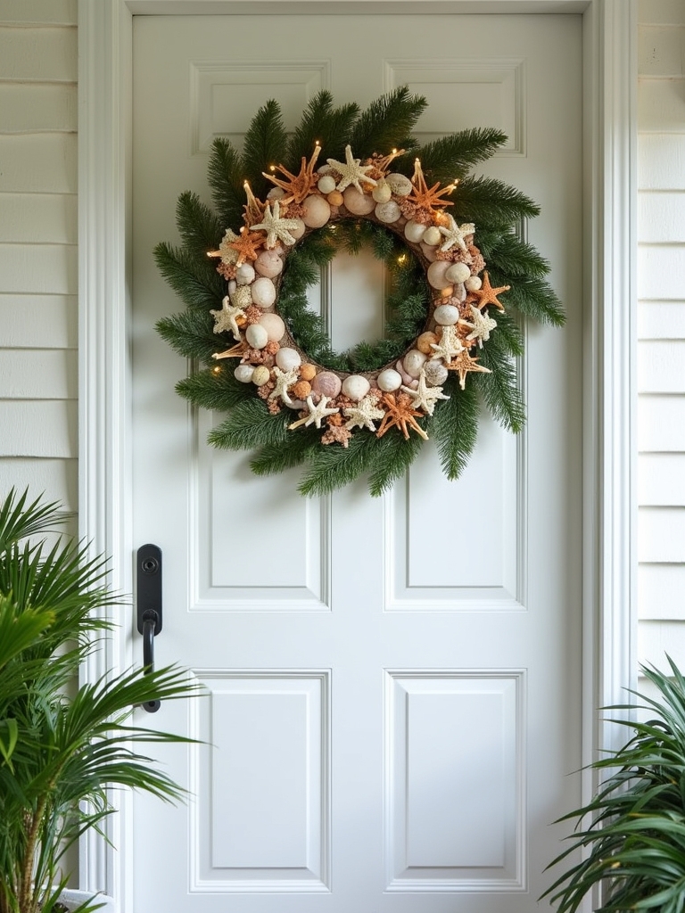 coastal seashell wreath decor