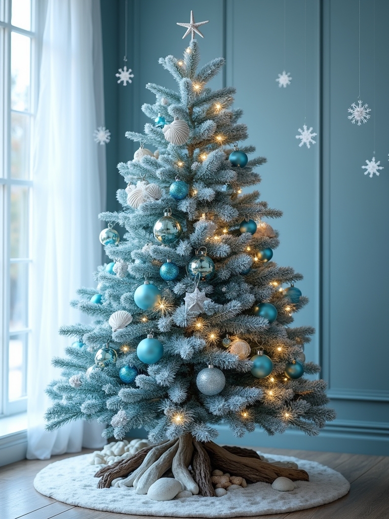 coastal themed blue tree