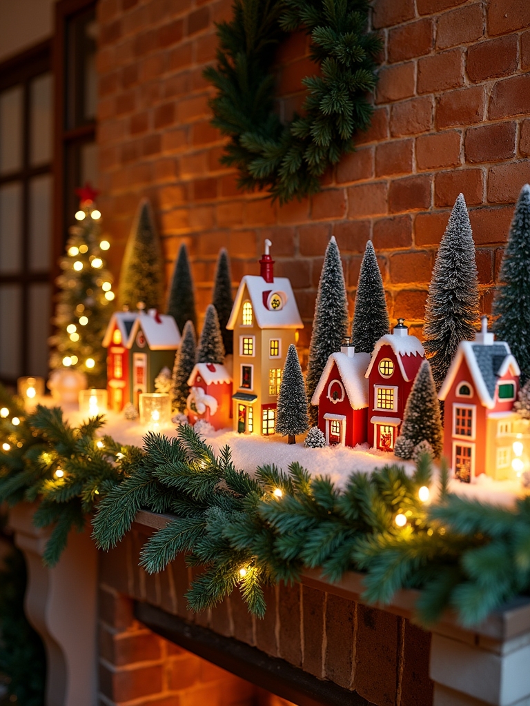 colorful christmas village decor