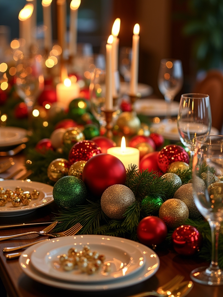 colorful festive baubles display