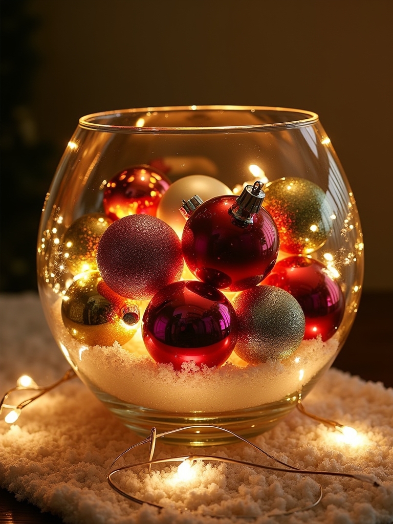 colorful ornaments glass bowl