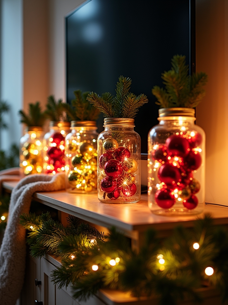colorful ornaments in jars