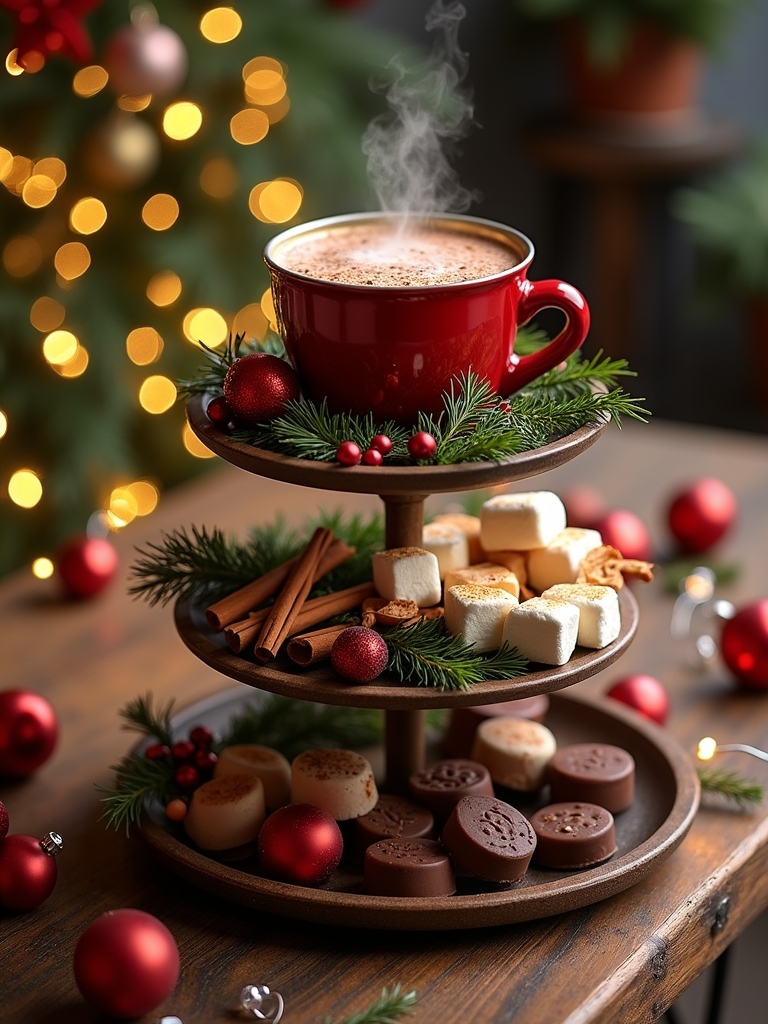 cozy festive cocoa display