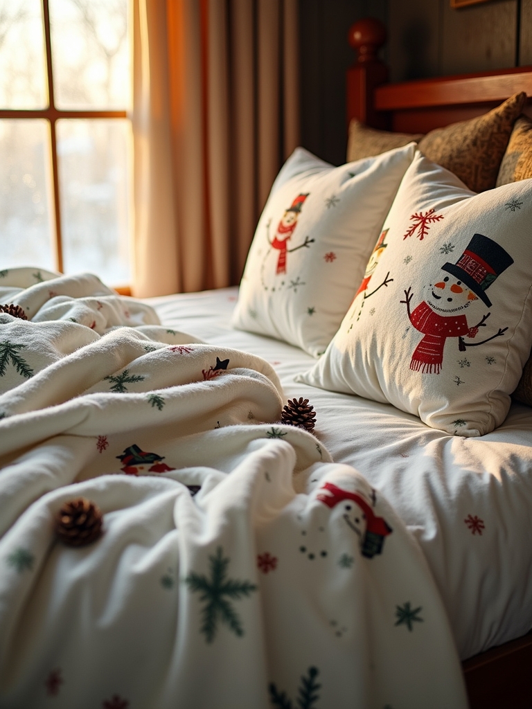 cozy festive snowman sheets