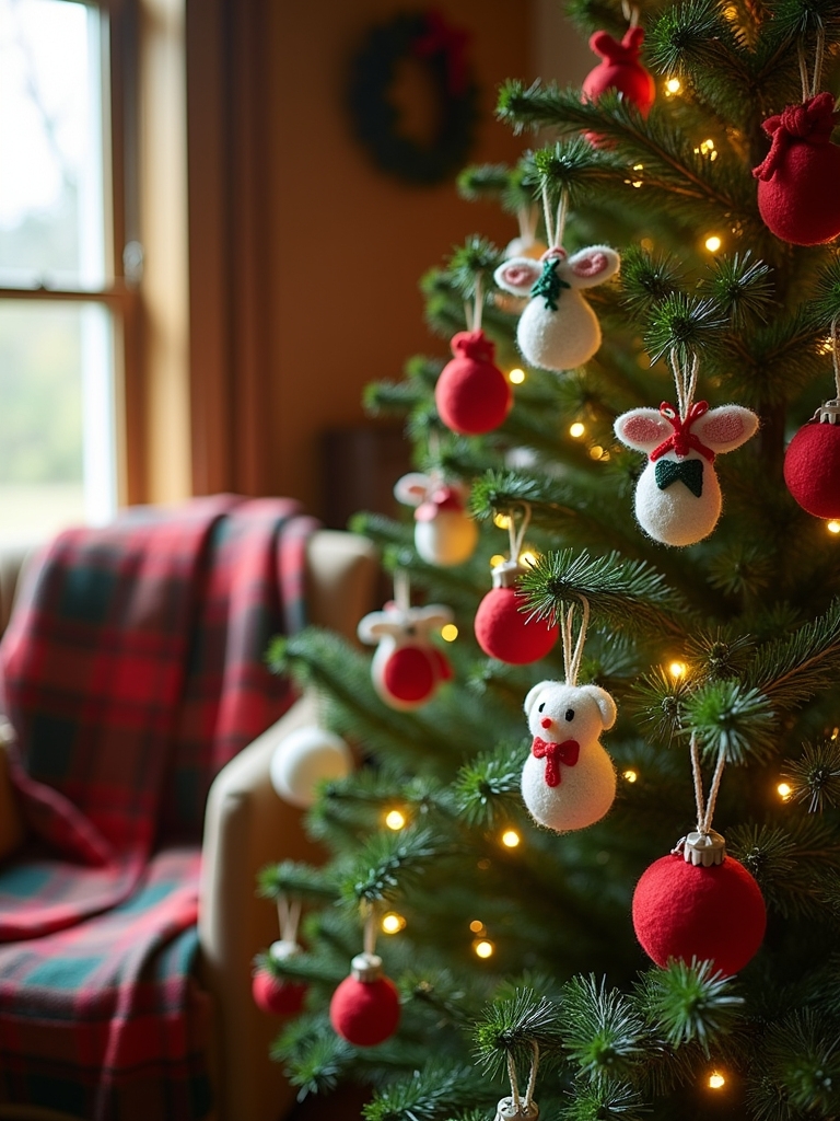 cozy handcrafted felt ornaments