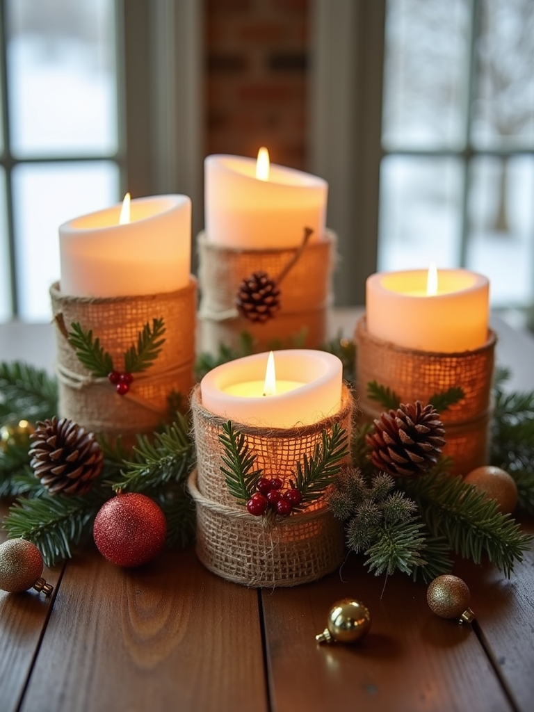 cozy holiday candle decor
