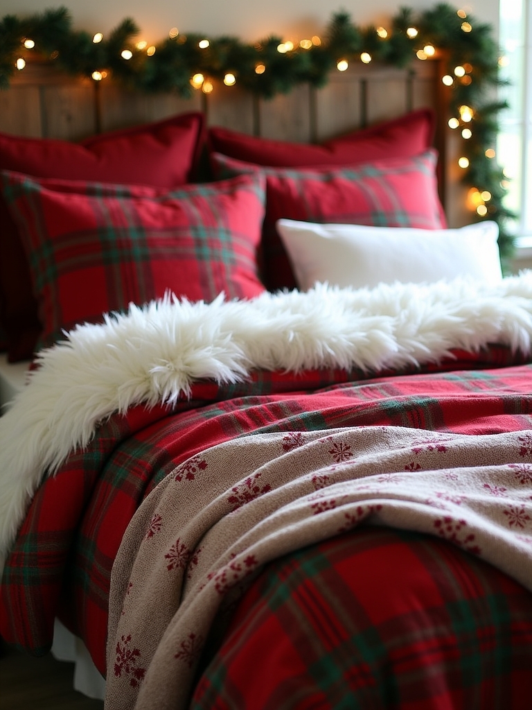 cozy holiday plaid bedding