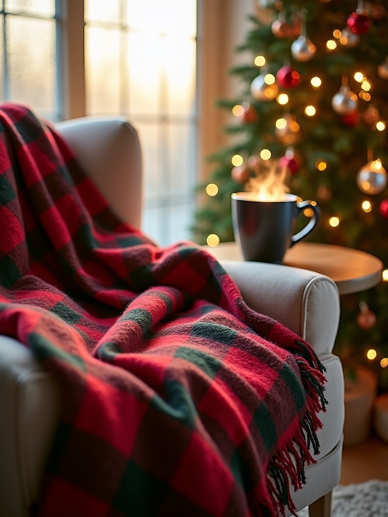 cozy holiday plaid throw