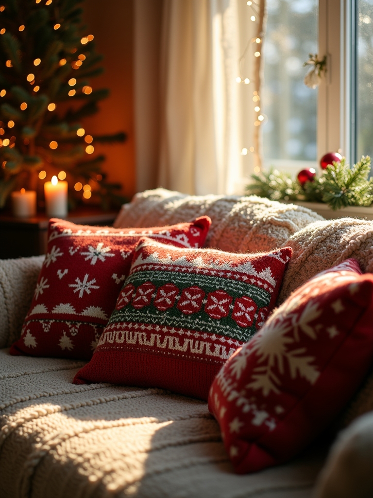 cozy holiday sweater pillow