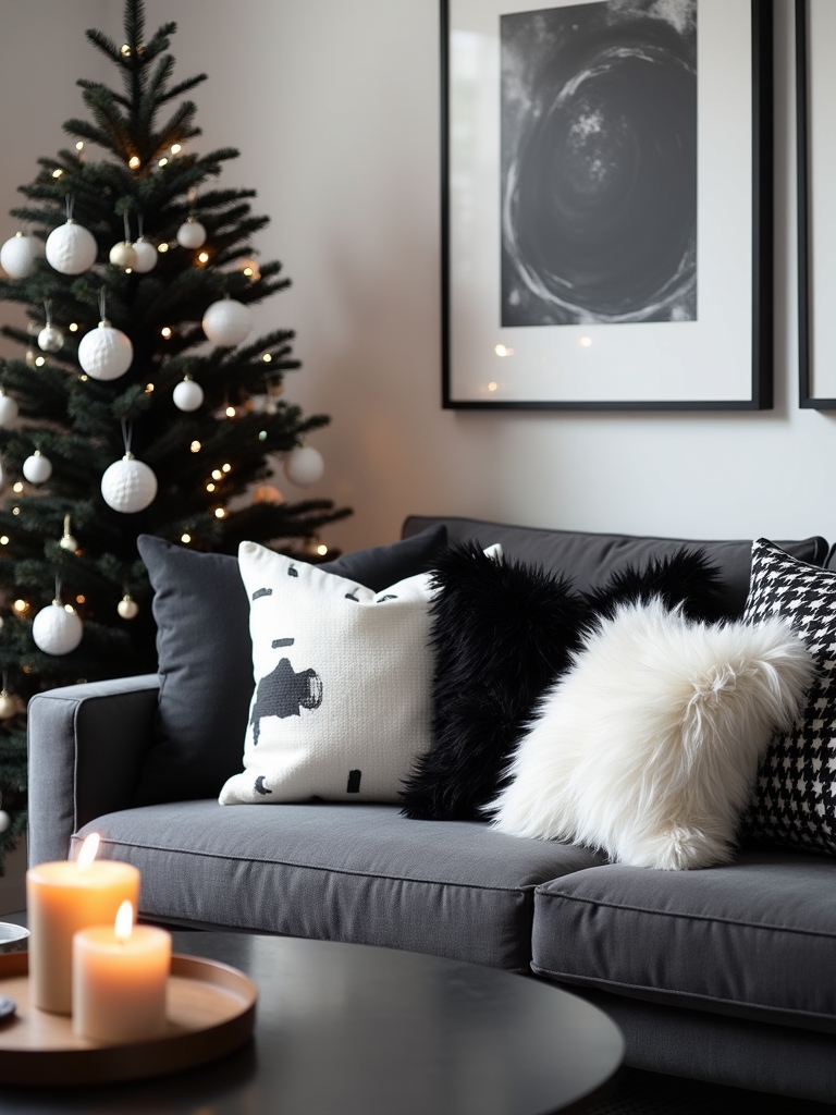 cozy monochromatic holiday pillows