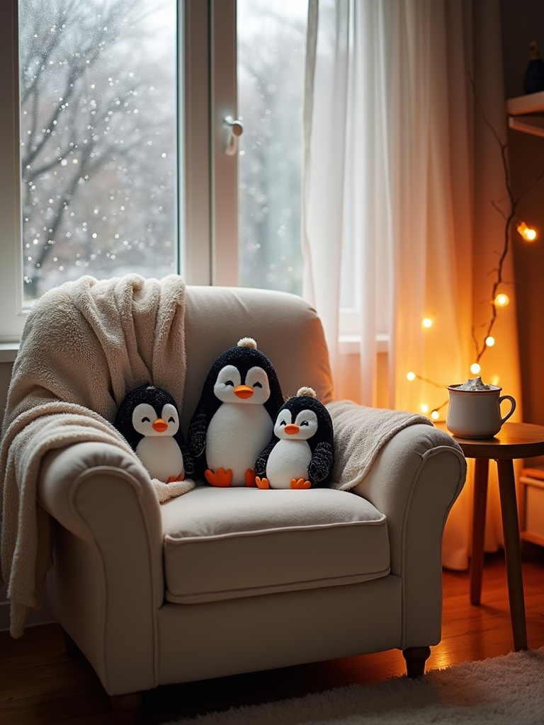 cozy penguin family throw