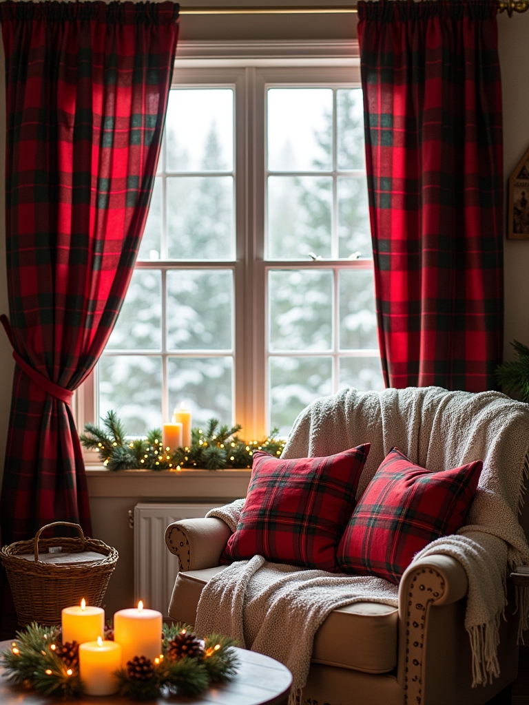 cozy plaid curtains decor
