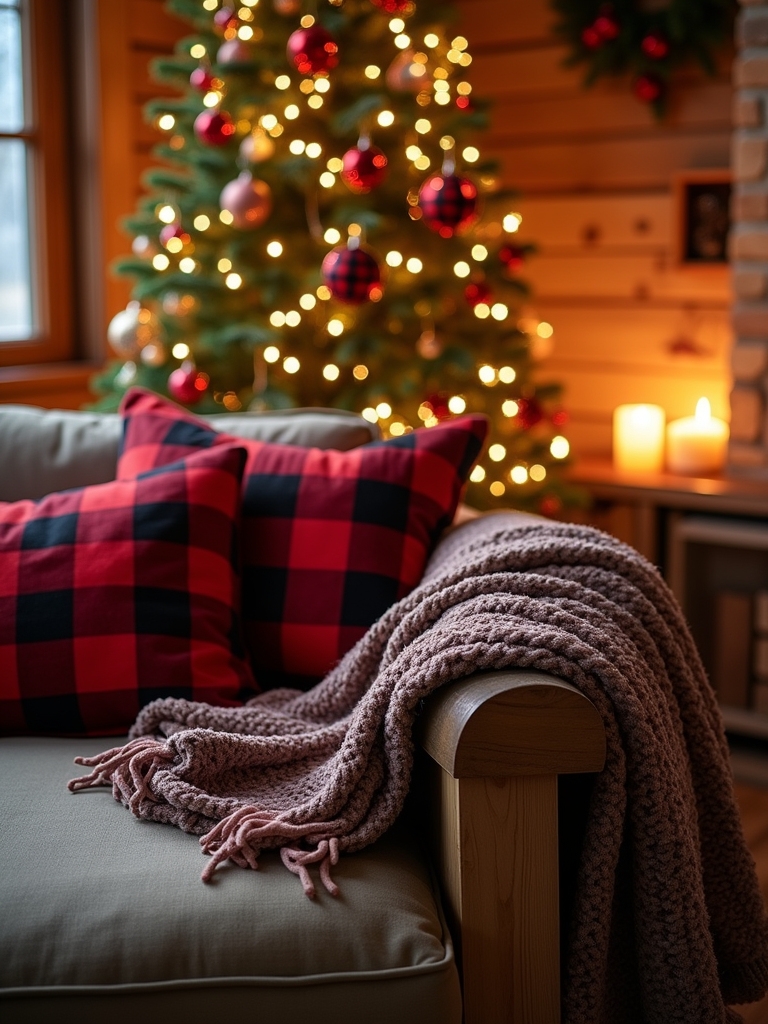 cozy plaid holiday ornaments