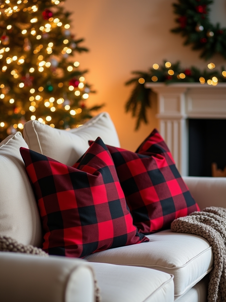 cozy plaid throw pillows